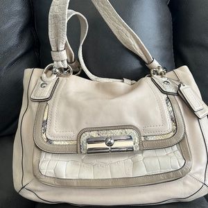 Coach leather and croc handbag